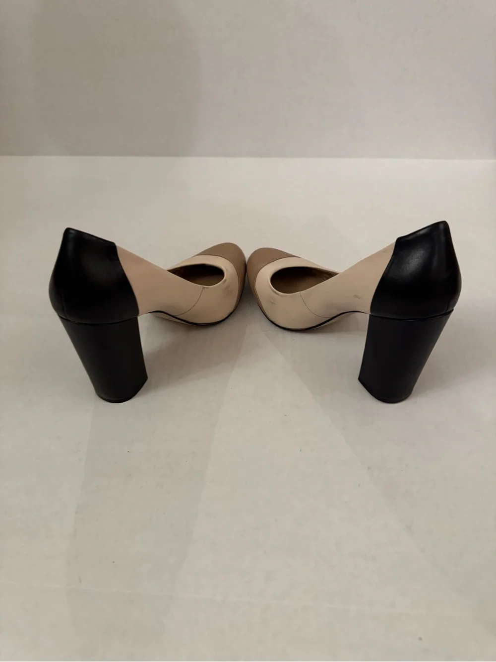 Banana Republic Beige, Taupe & Black Colorblock Block Heel Pumps - Picture 9 of 13